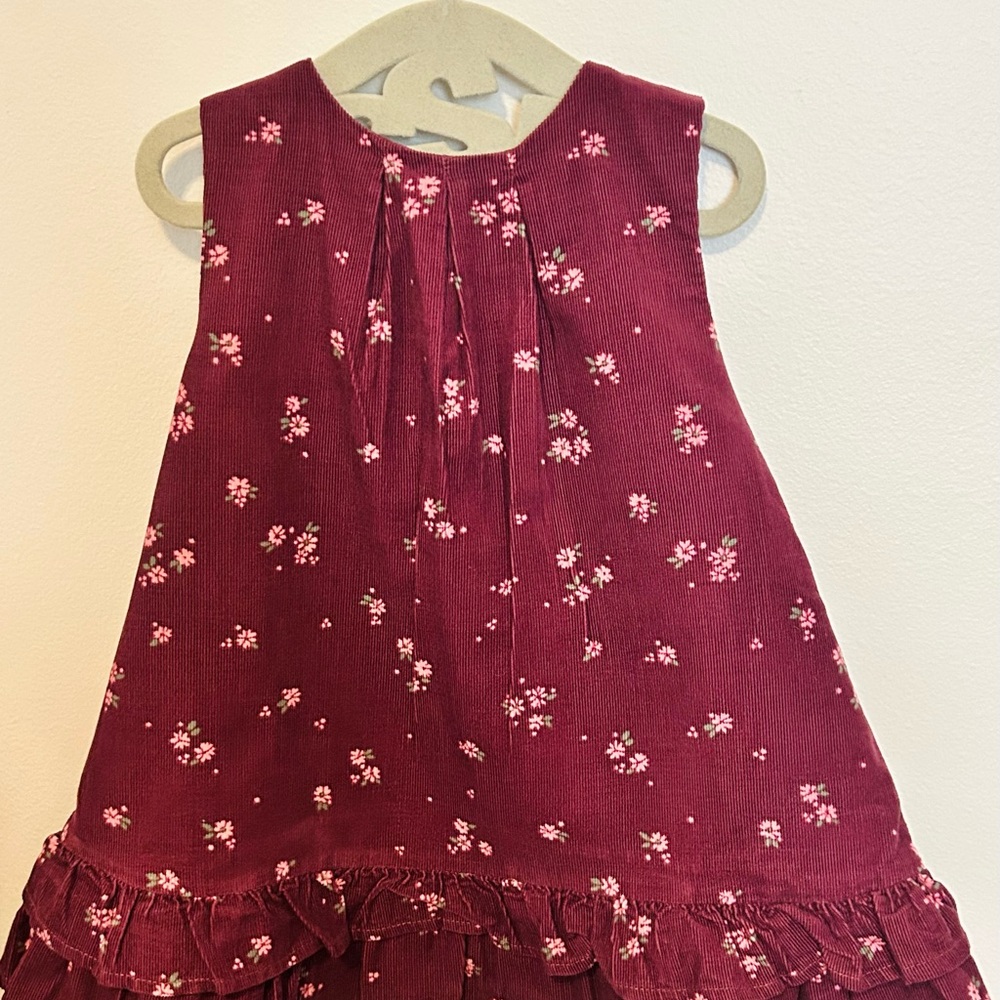 Janie and Jack Maroon Floral Corduroy Dress